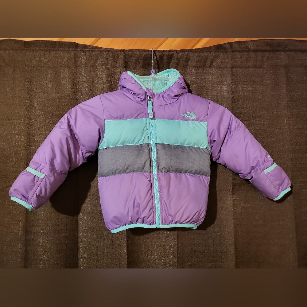 The North Face 18-24 Month Winter Jacket with attached fold over mitts.